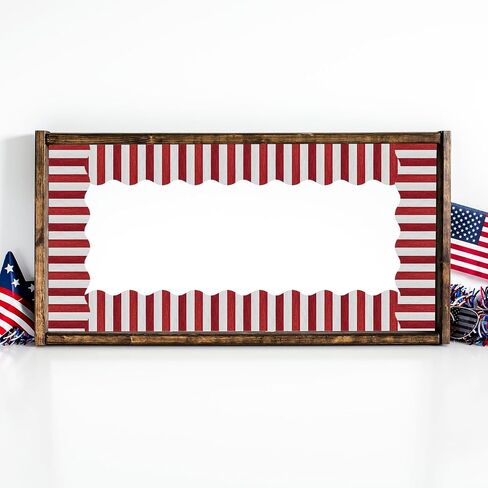 JarThenaAMCS 65.6Ft Patriotic Bulletin Board Border Vintage Stars and Stripes Die Cut Trim Border Roll for 4th of July School Classroom Office Decor, 2 Rolls in Saudi Arabia