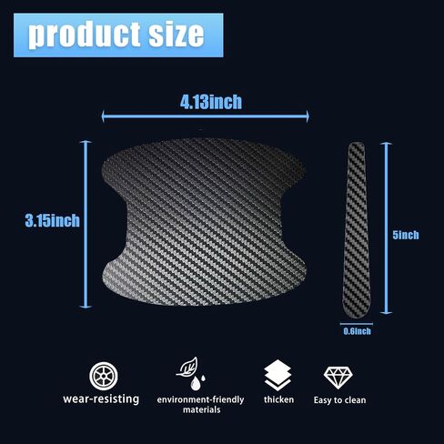 Crynod 8 PCS Car Door Handle Sticker Door Bowl Sticker, Environmentally Friendly Leather Carbon Fiber Pattern Wear-Resistant Film, Self-Adhesive Door Protection Accessories, for Most Models (Black) in Saudi Arabia