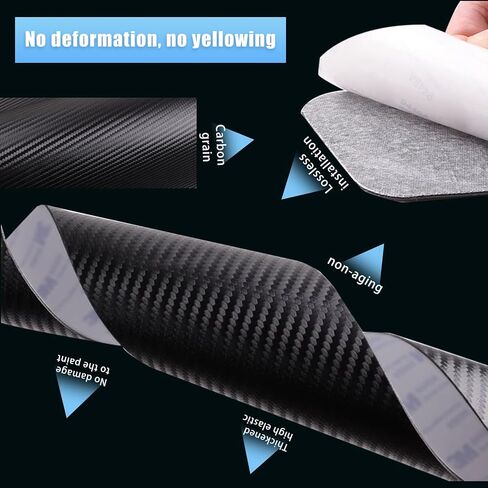 Crynod 8 PCS Car Door Handle Sticker Door Bowl Sticker, Environmentally Friendly Leather Carbon Fiber Pattern Wear-Resistant Film, Self-Adhesive Door Protection Accessories, for Most Models (Black) in Saudi Arabia