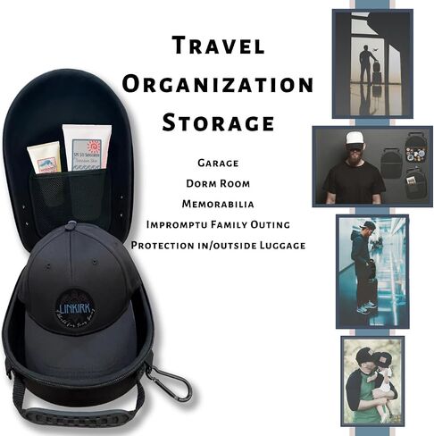 LINKIRK PREMIUM Hard Case, Storage for Baseball Caps with Carrying Handle & Shoulder Strap - This Organizer Holder Protects up to 6 Hats - Perfect for Traveling - 3 FREE hat liners with each case in Saudi Arabia