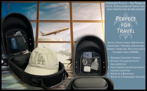 LINKIRK PREMIUM Hard Case, Storage for Baseball Caps with Carrying Handle & Shoulder Strap - This Organizer Holder Protects up to 6 Hats - Perfect for Traveling - 3 FREE hat liners with each case in Saudi Arabia