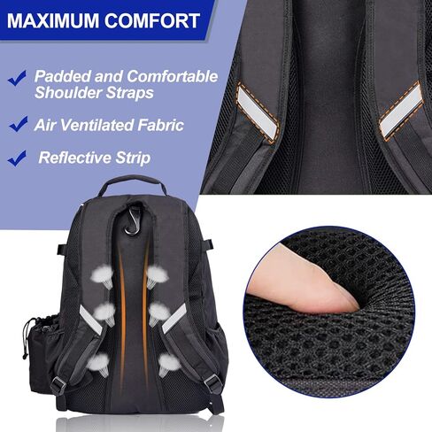 حقيبة ظهر Dotpraise Baseball، حقيبة مضرب بيسبول مع حجرة أحذية ذات فتحات تهوية، ومعدات كرة T-Ball والكرة اللينة، سعة كبيرة تحمل مضربين، وخوذة، وقفازات، ومرابط in Kuwait