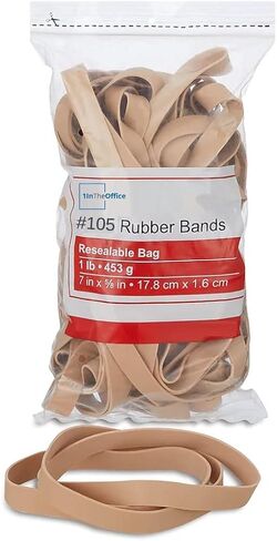 1InTheOffice Rubber Bands Size 105, Heavy Duty Thick Rubber Bands 1 Lb, Beige, 105, 60 Pack in Saudi Arabia