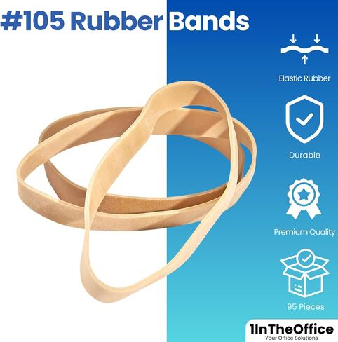 1InTheOffice Rubber Bands Size 105, Heavy Duty Thick Rubber Bands 1 Lb, Beige, 105, 60 Pack in Saudi Arabia