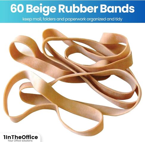 1InTheOffice Rubber Bands Size 105, Heavy Duty Thick Rubber Bands 1 Lb, Beige, 105, 60 Pack in Saudi Arabia
