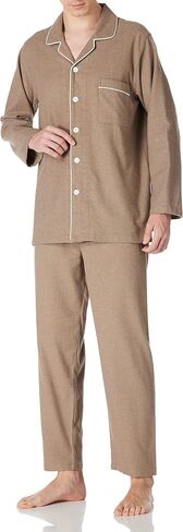 JSTEX Fannel Pajamas for Men 100% Cotton Pajama Set Long Sleeve Button Down Men's Sleepwear Soft Mens Pjs Set in Saudi Arabia