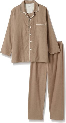 JSTEX Fannel Pajamas for Men 100% Cotton Pajama Set Long Sleeve Button Down Men's Sleepwear Soft Mens Pjs Set in Saudi Arabia