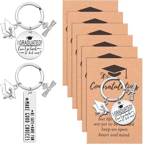 Cunno 12 Pcs Graduation Gifts Keychain 6 Pcs Graduation Key Chains Class of 2024 and 6 Pcs Inspirational Cards Grad Gift for Seniors 2024 High School College Student in Saudi Arabia