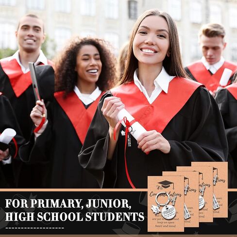 Cunno 12 Pcs Graduation Gifts Keychain 6 Pcs Graduation Key Chains Class of 2024 and 6 Pcs Inspirational Cards Grad Gift for Seniors 2024 High School College Student in Saudi Arabia