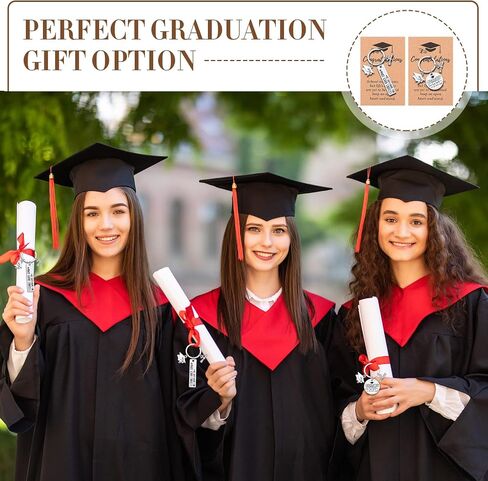 Cunno 12 Pcs Graduation Gifts Keychain 6 Pcs Graduation Key Chains Class of 2024 and 6 Pcs Inspirational Cards Grad Gift for Seniors 2024 High School College Student in Saudi Arabia