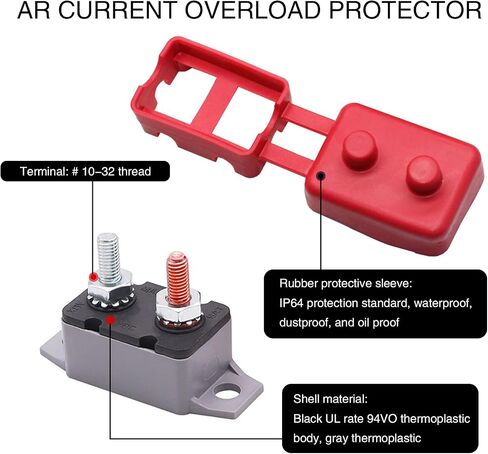 gunhunt 4 Pack Direct Current DC 12V - 24V Automatic Reset Circuit Breaker, Current Overload Protector, with Cover Stud Bolt for Automotive RV Yacht Off-Road Vehicle (30 Amp) in Saudi Arabia
