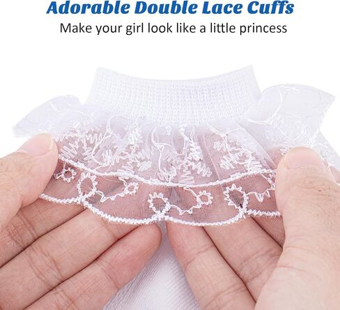 Meeshine Toddler Baby Girls Ruffle Lace Socks Princess Eyelet Frilly Mesh Dress Cotton Ankle Socks for 1-9T Kids 5 Pairs in Saudi Arabia