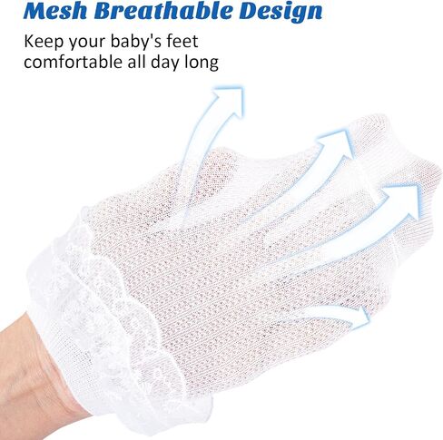 Meeshine Toddler Baby Girls Ruffle Lace Socks Princess Eyelet Frilly Mesh Dress Cotton Ankle Socks for 1-9T Kids 5 Pairs in Saudi Arabia