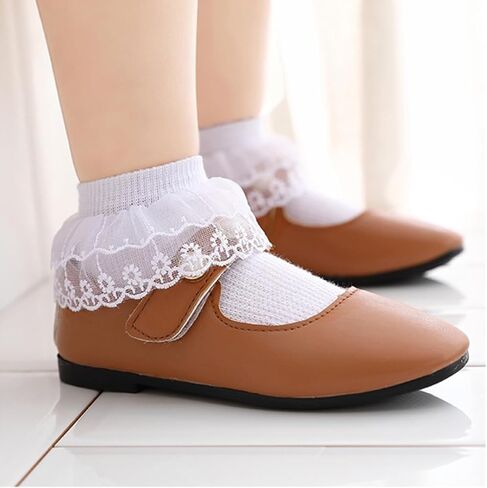 Meeshine Toddler Baby Girls Frilly Lace Socks Ruffle Ankle Cotton Princess Eyelet Dress Socks for 1-8T Kids in Saudi Arabia