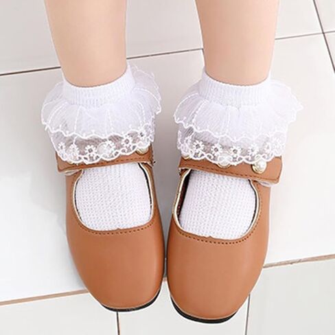Meeshine Toddler Baby Girls Frilly Lace Socks Ruffle Ankle Cotton Princess Eyelet Dress Socks for 1-8T Kids in Saudi Arabia