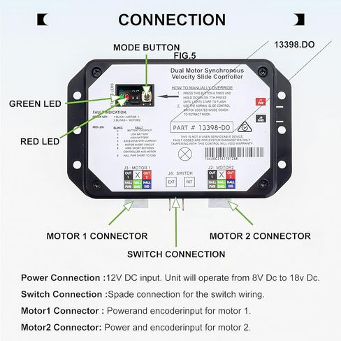 13398-DO وحدة تحكم الشريحة استبدال وحدة التحكم V-Sync II، متوافقة مع Lippert In-Wall Slide-Out على RV، وحدة تحكم الشريحة ذات السرعة المتزامنة المزدوجة in Kuwait