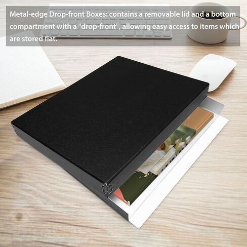 Golden State Art, Museum Archival Storage Box, Acid-Free Drop Front Photo Storage Box for Storing Artwork, Pictures, Documents, Organize Crafts, Photographs, Artwork, DIY, 11x14x1.5 Black in Saudi Arabia