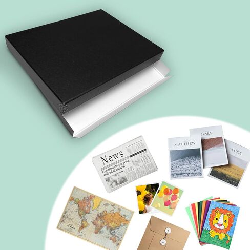 Golden State Art, Museum Archival Storage Box, Acid-Free Drop Front Photo Storage Box for Storing Artwork, Pictures, Documents, Organize Crafts, Photographs, Artwork, DIY, 11x14x1.5 Black in Saudi Arabia