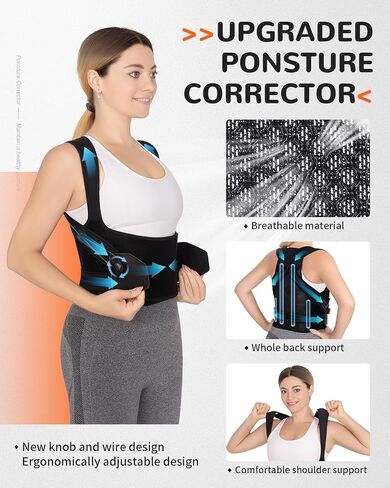 Nreirly Upgrade Posture Corrector for Women and Men, Back Brace Ergonomically Adjustable Breathable Back Shoulder Straightener Lumbar Support, Pain Relief, L in Saudi Arabia