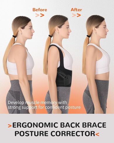 Nreirly Upgrade Posture Corrector for Women and Men, Back Brace Ergonomically Adjustable Breathable Back Shoulder Straightener Lumbar Support, Pain Relief, L in Saudi Arabia