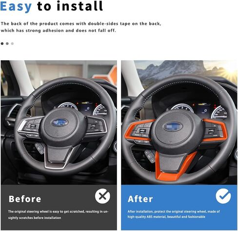 زخارف غطاء عجلة القيادة Auovo لملحقات Subaru Crosstreck Outback Legacy 2018-2024 أغطية إطار لوحة عجلة القيادة لسوبارو امبريزا 2017-2024 / Forester/Ascent 2018-2024 (برتقالي) in Saudi Arabia