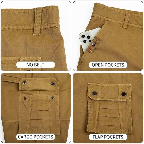 Men's Cargo Shorts Classic Relaxed Fit Twill Short for Work Pants Button Pockets in Saudi Arabia
