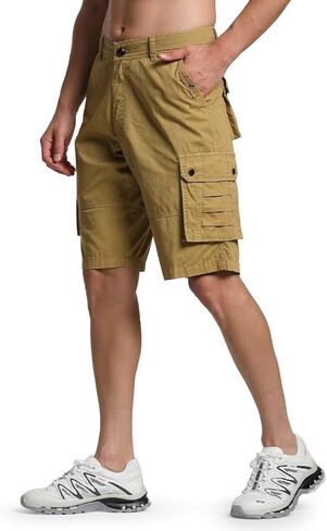 Men's Cargo Shorts Classic Relaxed Fit Twill Short for Work Pants Button Pockets in Saudi Arabia