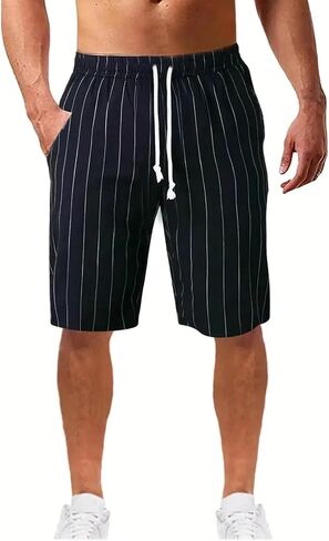 Wangdo Men's Linen Shorts Casual Lightweight Yoga Shorts Elastic Waist Drawstring Summer Beach Shorts for Men in Saudi Arabia