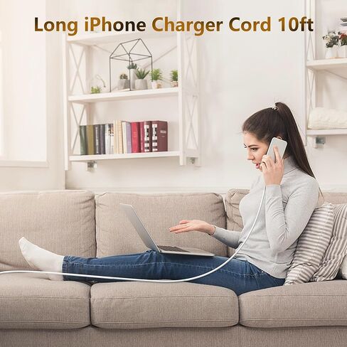 5 عبوات من كابل شاحن iPhone بطول 10 أقدام [معتمد من Apple MFi] أسلاك شحن USB طويلة إلى Lightning بطول 10 أقدام سريعة عالية السرعة لمزامنة البيانات لأجهزة iPhone 14/13/12/11 Pro Max/XS MAX/XR/XS/X iPad بطول 10 أقدام in Kuwait