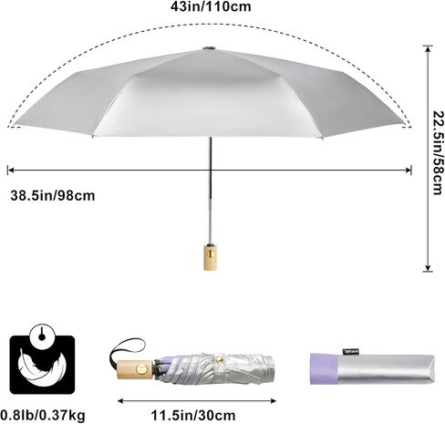 G4Free UPF 50+ UV Protection Travel Umbrella with Wooden Handle 42 Inch Lightweight Sun Rain Folding Umbrellas Auto Open Close in Saudi Arabia