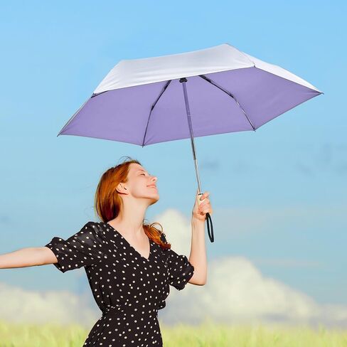 G4Free UPF 50+ UV Protection Travel Umbrella with Wooden Handle 42 Inch Lightweight Sun Rain Folding Umbrellas Auto Open Close in Saudi Arabia