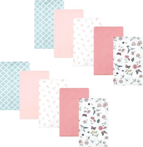 Hudson Baby Unisex Baby Cotton Flannel Burp Cloths, Hummingbird Garden 10 Pack, One Size in Saudi Arabia