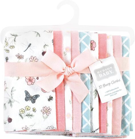 Hudson Baby Unisex Baby Cotton Flannel Burp Cloths, Hummingbird Garden 10 Pack, One Size in Saudi Arabia