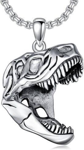 قلادة ديناصور PDTJMTG من الفضة الإسترلينية على شكل جمجمة T-Rex هدية للرجال الأولاد in Kuwait