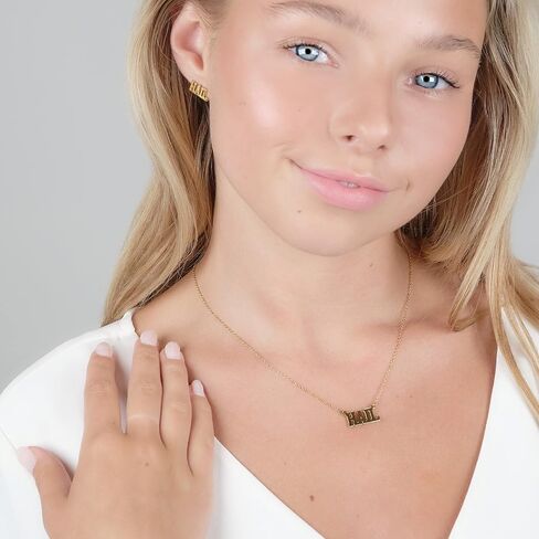 Stone Armory Michigan Wolverines Jewelry - 18K Gold Plated HAIL Necklace - Hypoallergenic and Adjustable 16-20in - University of Michigan Gifts for Women in Saudi Arabia