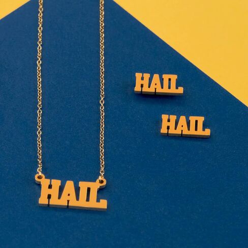 Stone Armory Michigan Wolverines Jewelry - 18K Gold Plated HAIL Necklace - Hypoallergenic and Adjustable 16-20in - University of Michigan Gifts for Women in Saudi Arabia