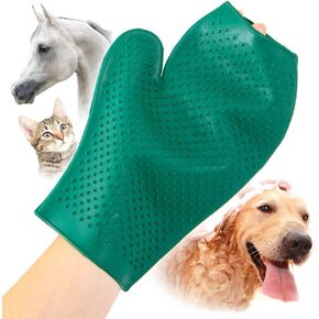 Jeffers GROOMIT Rubber Grooming Glove for Horses, Dogs & Cats – Pet Deshedding Mitt, Bathing & Massage Brush, Hair Remover, Curry Tool, Reusable Grooming Essential for Shedding Fur - Dark Green in Saudi Arabia
