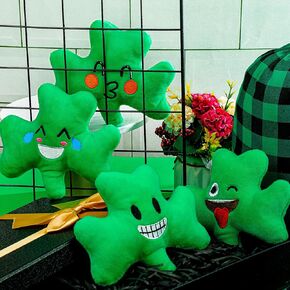 12 Pcs St. Patrick's Day Stuffed Plush Shamrock St. Patrick's Day Soft Smile Shamrock Gifts Bulk Irish Green Plush Toy Lucky Clover Stuffed Decorations for Home Tiered Tray, 5 Inch in Saudi Arabia