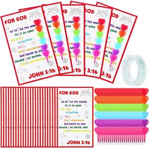 24 Set Religious Valentine's Day Gift Bible Card with Stackers Crayons Love Heart Shape Crystal Clear Tape for Kid Classmates Sunday School Gift Valentine Classroom Exchange Party Favor Vbs in Saudi Arabia