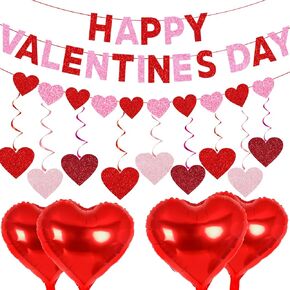 مجموعة زينة حفلات عيد الحب السعيدة اللامعة، مع لافتة قلب لامعة معلقة على شكل دوامات، من أجل مستلزمات ديكور حفلات عيد الحب في المنزل in Kuwait