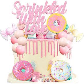 Sprinkled with Love Cake Topper Baby Boy Cake Decor Donuts Sweets for Donuts Baby Shower Gender Reveal Party Decorations Supplies in Saudi Arabia