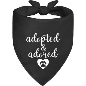 Adopted and Adored Black Dog Bandana, Funny Photo Prop for Recording This Memorable Day to Adopt, Pet Scarf Accessories Gifts for Dog Mom Dad Petlover On Christmas Thanksgiving in Kuwait