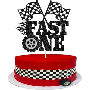 Rsstarxi 1 Pack Two Fast Cake Topper Race Car 2nd Birthday Cake Topper Checkered Flag 2 Fast 2 Curious Birthday Decorations for Boys Car Themed 2 Years Old Party Decorations Supplies in Saudi Arabia