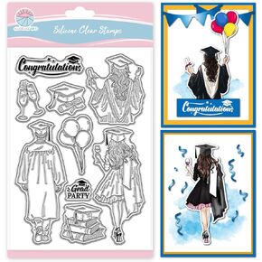 طوابع شفافة لموسم التخرج من جلوبلاند لسكرابوكينغ التخرج سيدة رجل سيليكون طوابع شخصية بالون ختم شفاف لصنع البطاقات DIY النقش اليومي in Kuwait