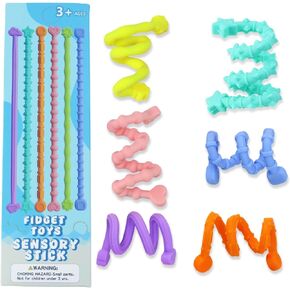 Sensory Silicone Fidget Toys for Kids and Adults, 6Pcs Flexible Calm Down Fidget Sticks for ADHD, ADD and OCD, Travel Airplane Essentials Toys, Stress Anxiety Autistic Toys for Travel (6 Pack) in Saudi Arabia