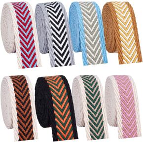 PH PandaHall 20 Yards 8 Colors Webbing Straps 1.5 Inch Polycotton Ribbon Arrow Striped Herringbone Decorative Straps Twill Ribbon Roll for Bag Handles Belts DIY Sewing Clothing Decoration in Kuwait