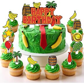 مجموعة أغطية الكب كيك من HOMEZZO Jungle Theme، 25 قطعة من أسطوانات الموز الاستوائية لمستلزمات حفلات أعياد الميلاد للأطفال في سفاري in Kuwait