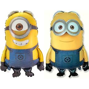 Toyland® Pack Of 2 - 75cm (30") Minion Foil Balloons - 1 x Dave & 1 x Stuart Shaped Character Foil Balloons - Children's Party Balloons in Kuwait