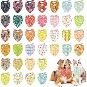 Whaline 36Pcs Spring Dog Bandana Triangle Pet Scarf Adjustable Puppy Neckerchief Colorful Easter Egg Floral Bunny Rabbit Flower Dog Bib for Medium Large Cat Costume Accessories in Saudi Arabia