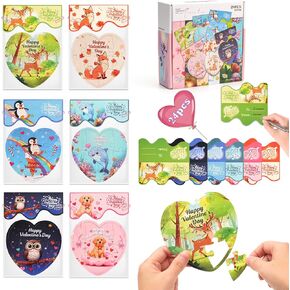 24 Packs Valentines Cards for Kids Classroom with Heart Jigsaw Puzzle Set,Valentines Day Gifts for Kids School,Classroom Must Haves Exchange Prizes Valentines Party Favors for Him Her Boys and Girls in Saudi Arabia